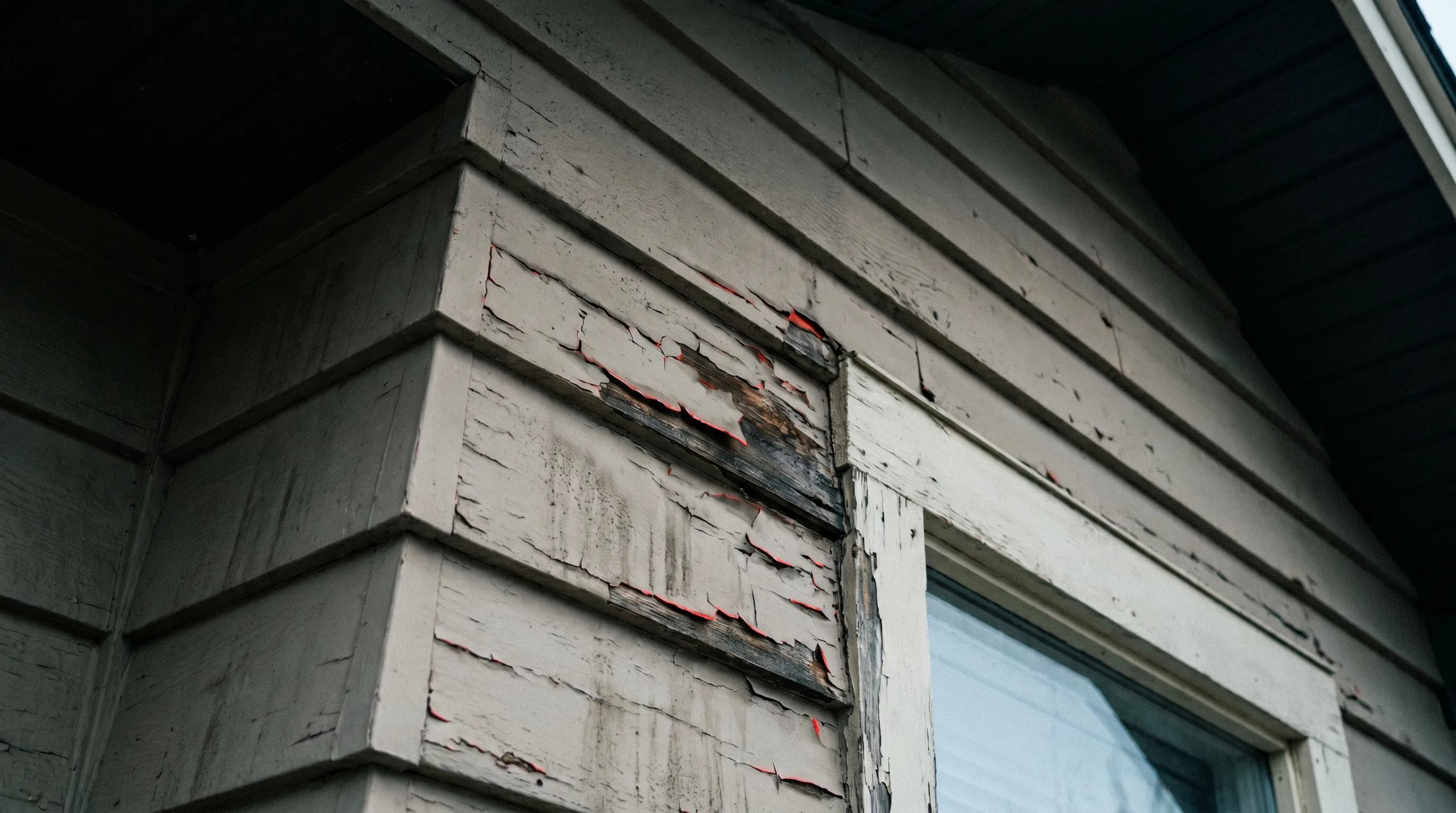 Before a StreetDrop door hanger campaign — Sun-faded siding vs 25-year warranty repaint