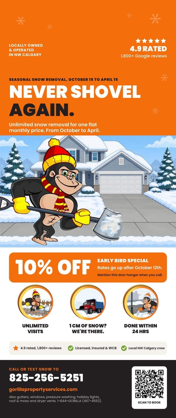 Full-page door hanger for a property services company
