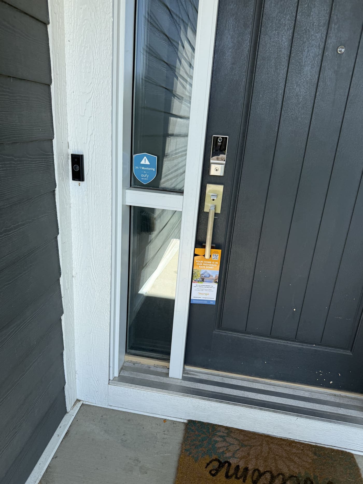 A door hanger StreetDrop delivered, hanging on a Calgary front door handle