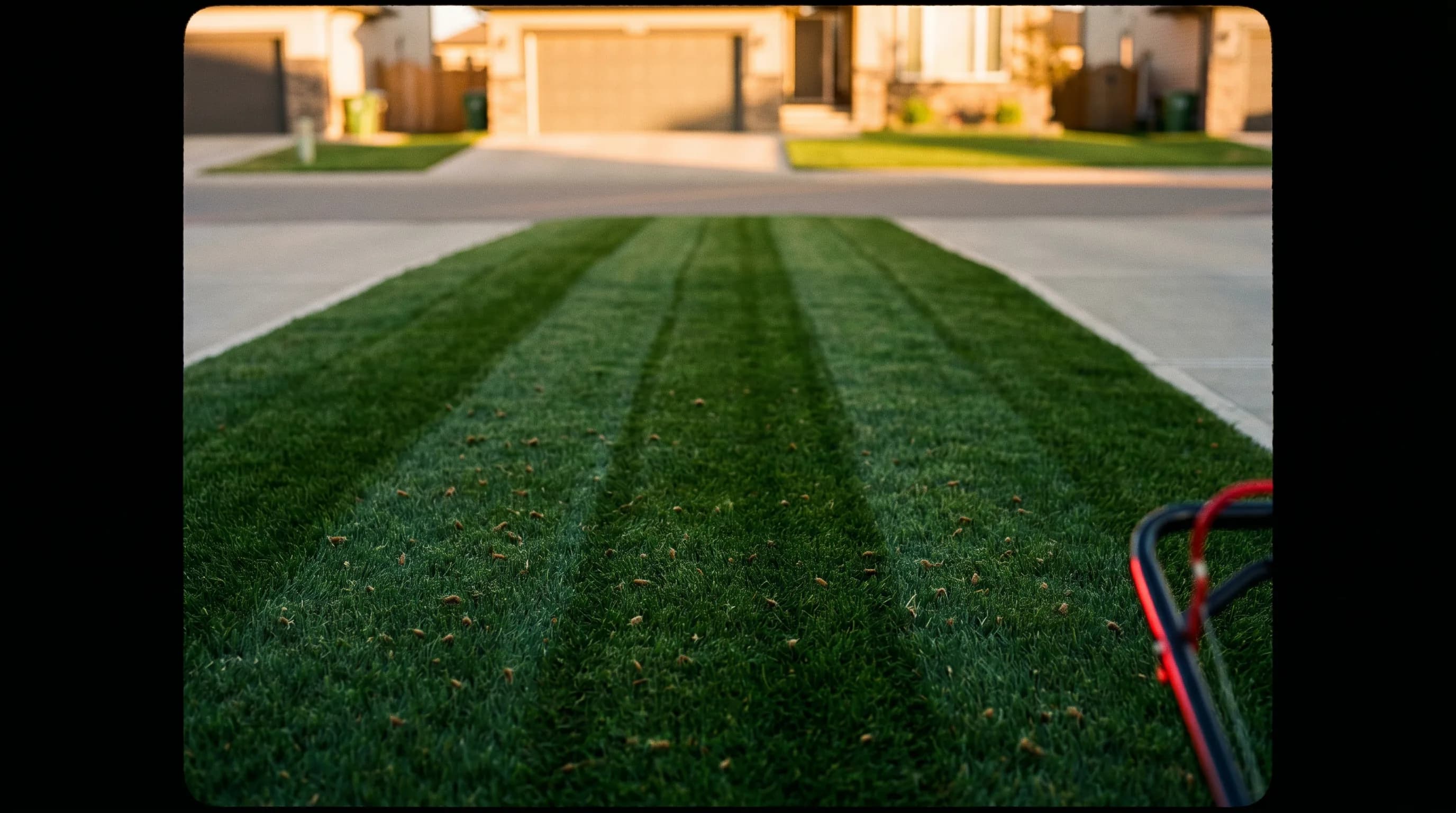 After a StreetDrop door hanger campaign — Patchy spring grass vs first-cut after aeration