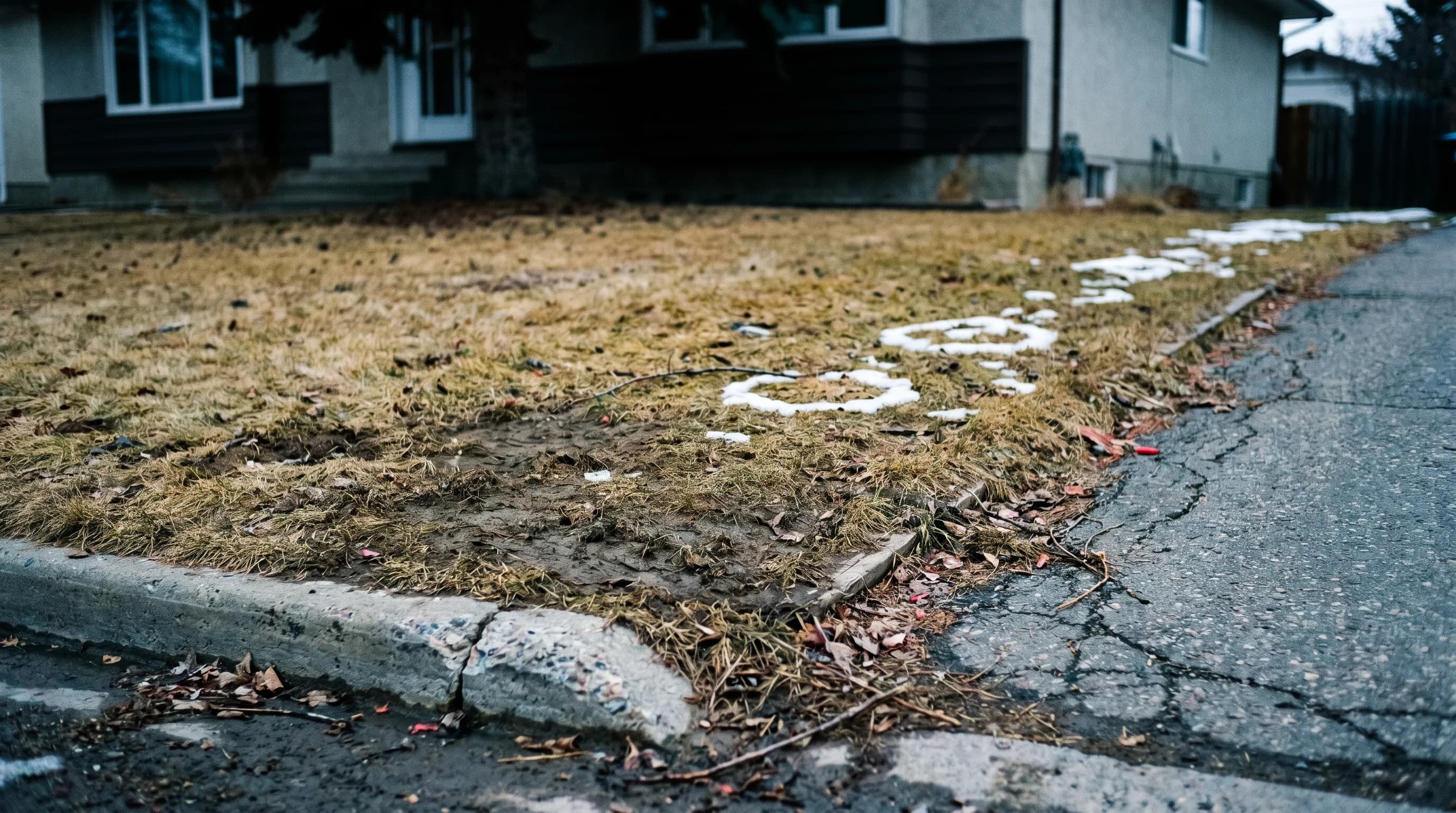 Before a StreetDrop door hanger campaign — Patchy spring grass vs first-cut after aeration