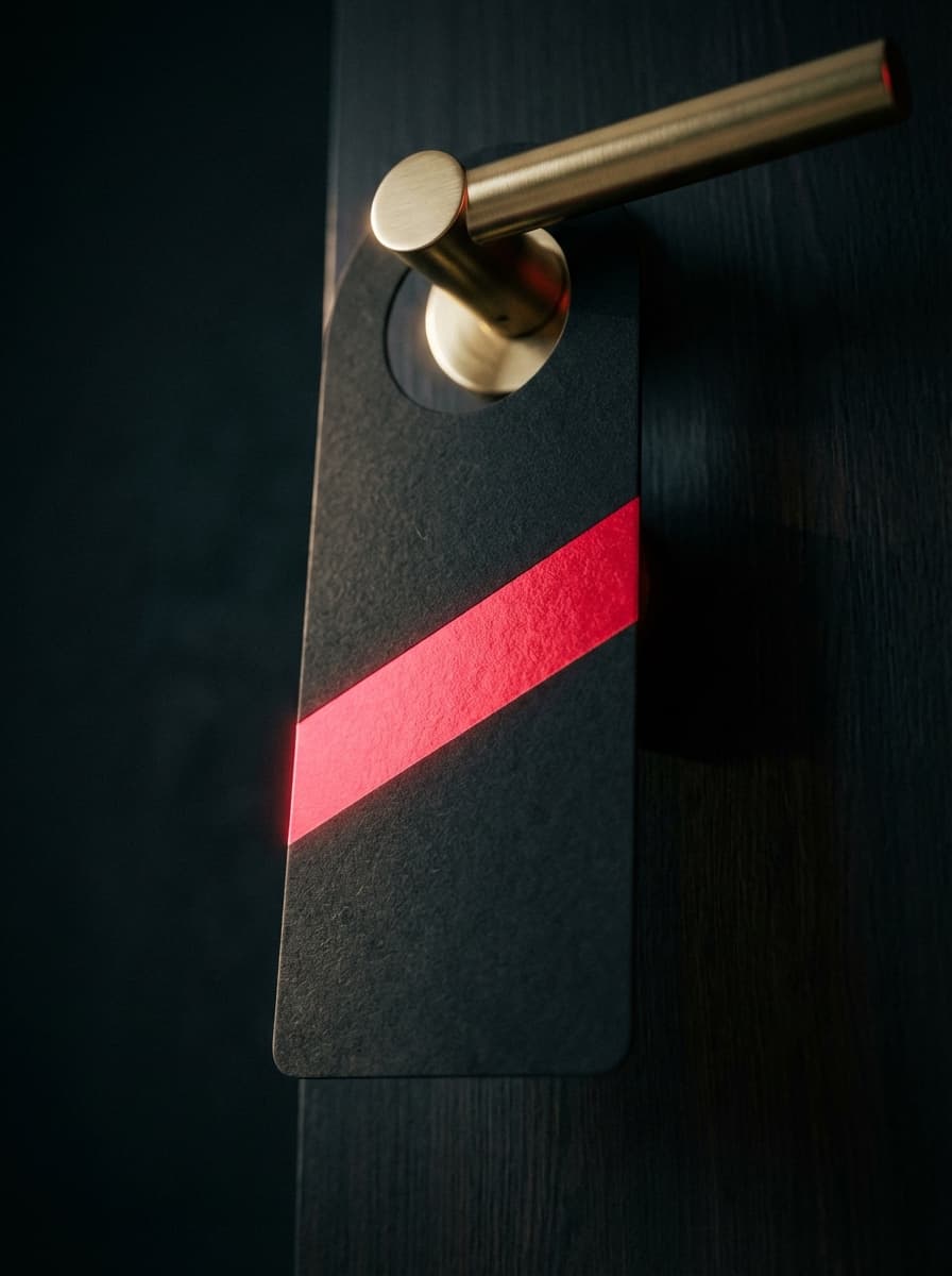Premium cardstock StreetDrop door hanger hanging on a residential front door