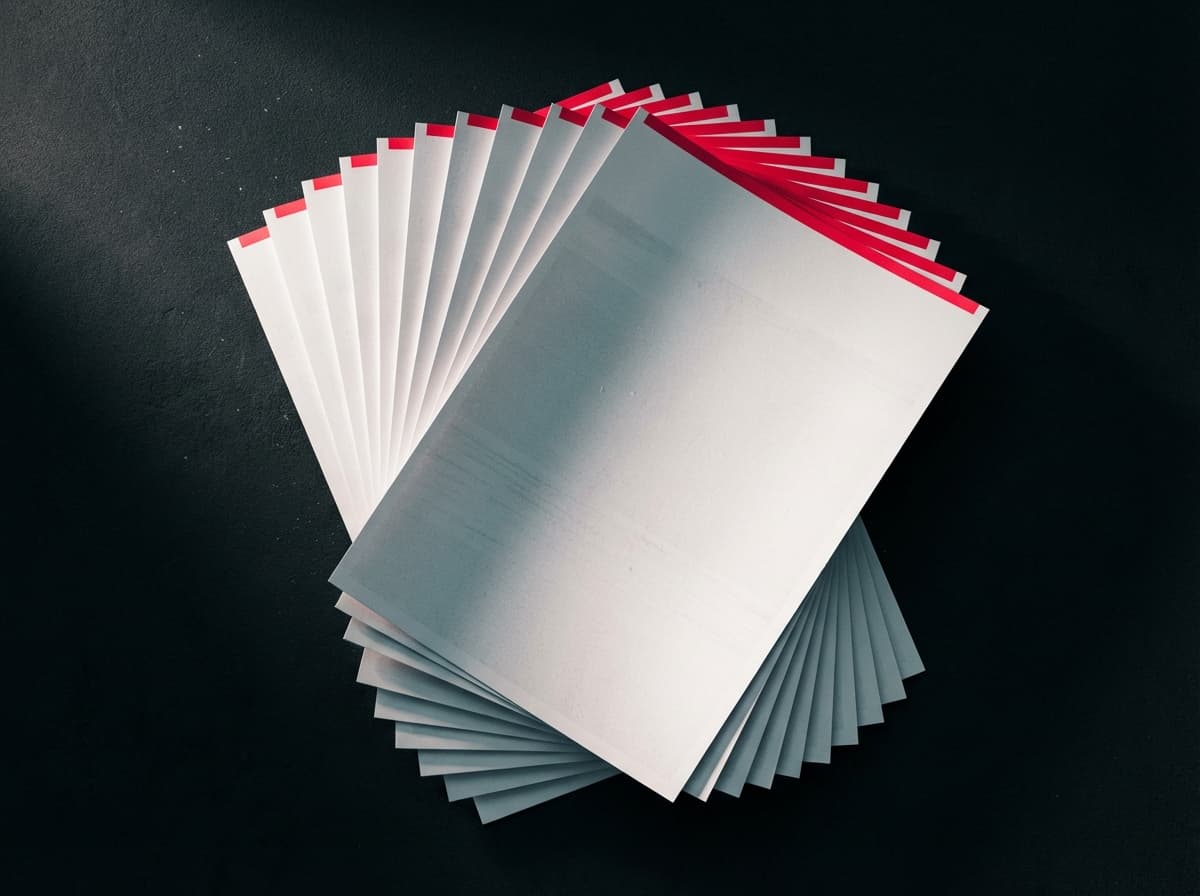 Stack of fanned printed StreetDrop flyers on a matte black surface